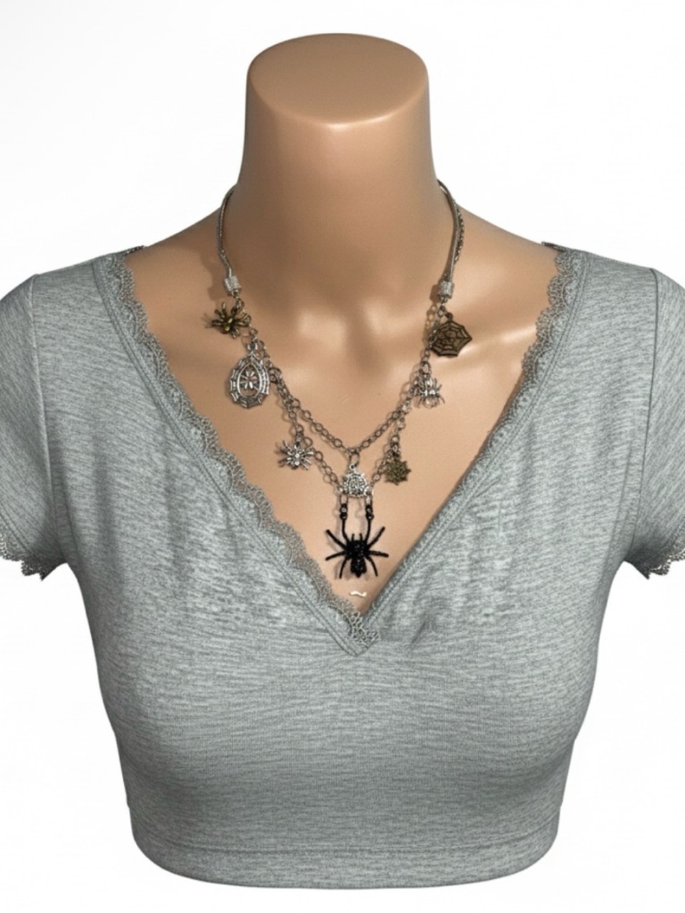 Multi-Color Spider & Web Charm Necklace - Women Jewelry - Picture 10 of 13